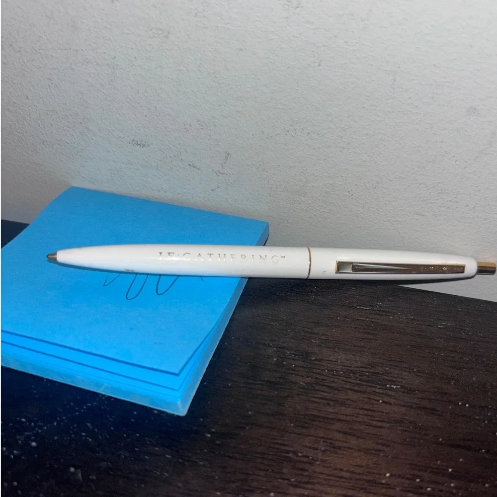 IF GATHERING Pen | White with Gold Trim |‎ Working Condition